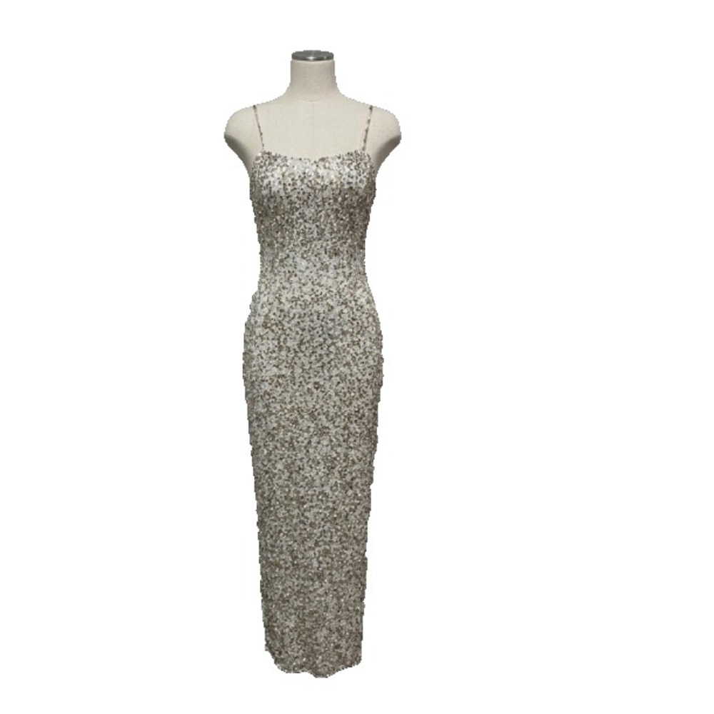 Scala Long dress ivory dress Large Silk Beaded sequin Backless Gown Dress